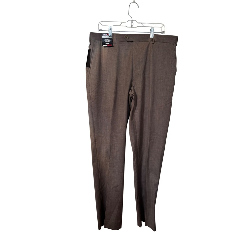 Roundtree & Yorke TravelSmart Men's 36x32 Brown Wool Blend Dress Pants NWT